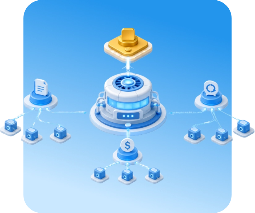 AI agents running the Revenue Engine with an operator overseeing the outcome.