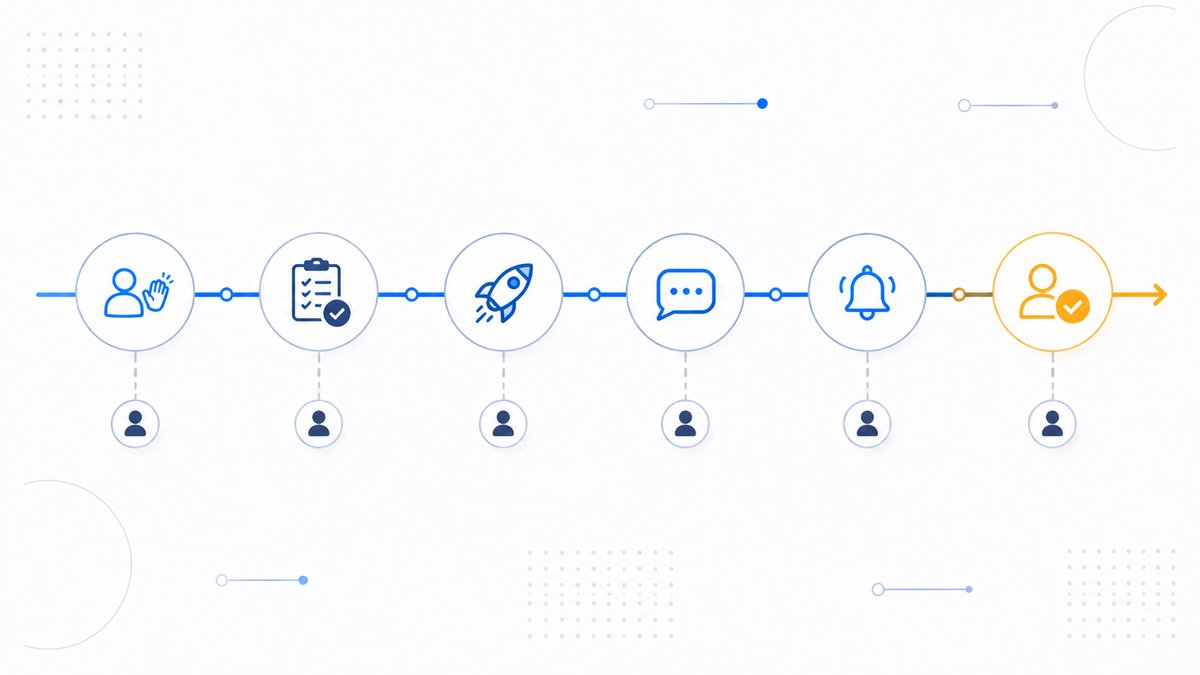 Client onboarding timeline showing a named owner and clear next step at each stage