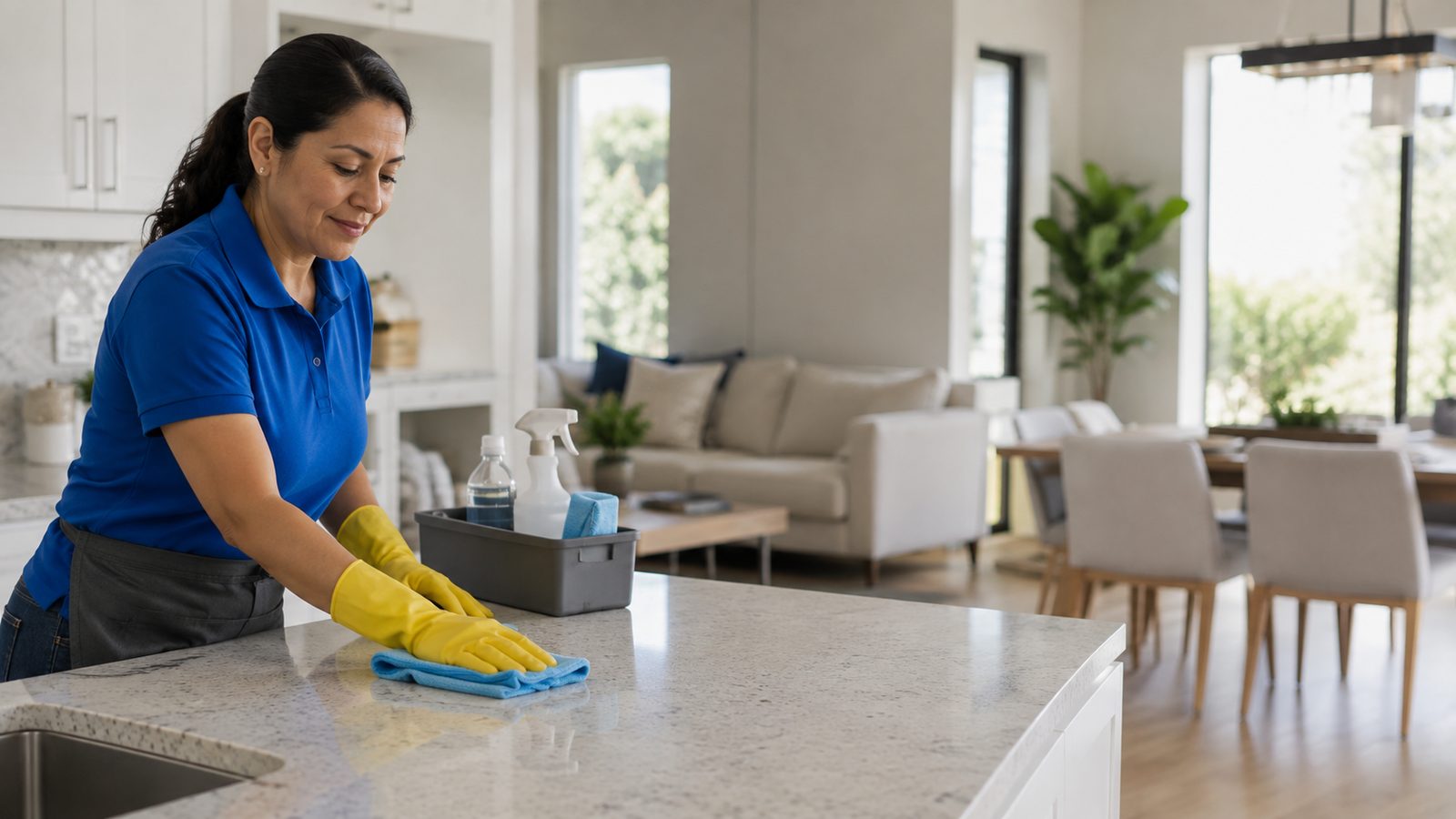 Professional cleaner servicing a home or office interior.