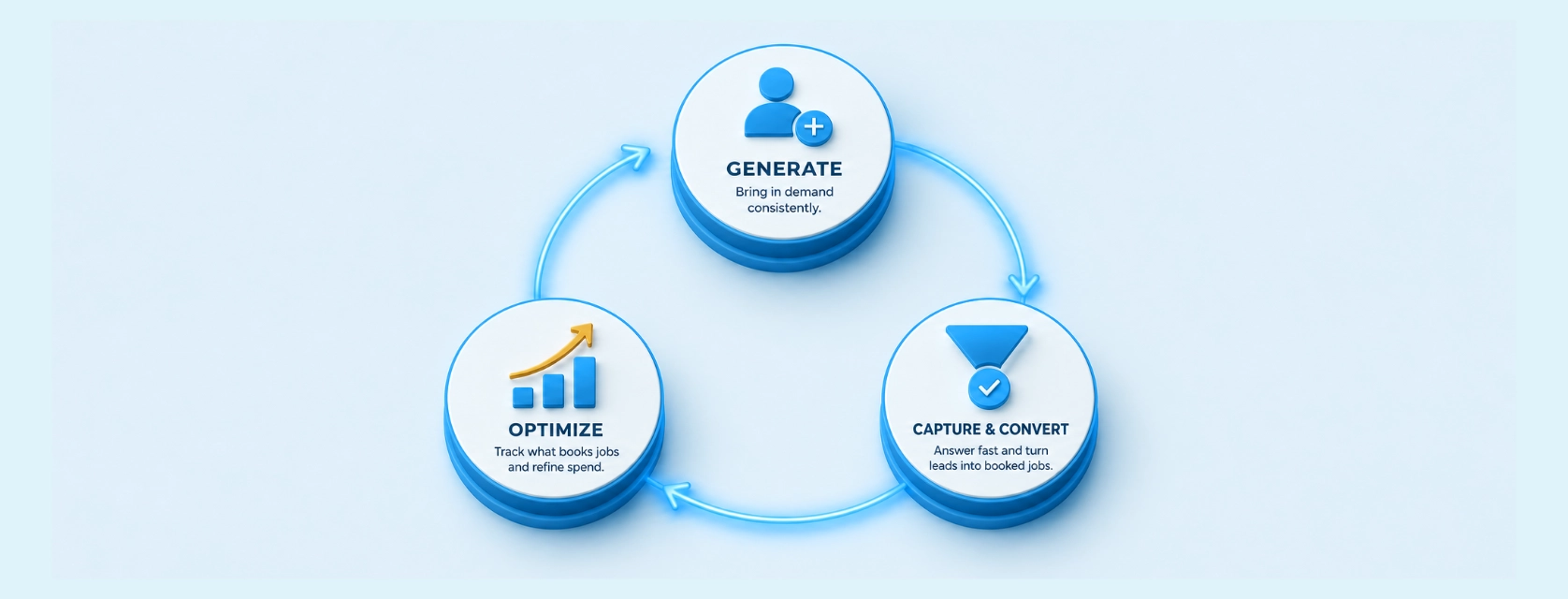The Revenue Engine loop connecting Generate Demand, Capture & Convert, and Track & Optimize.
